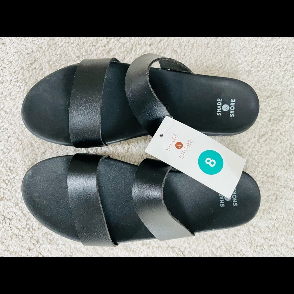 Shade & Shore Black Dedra Sandals size 8 NWT